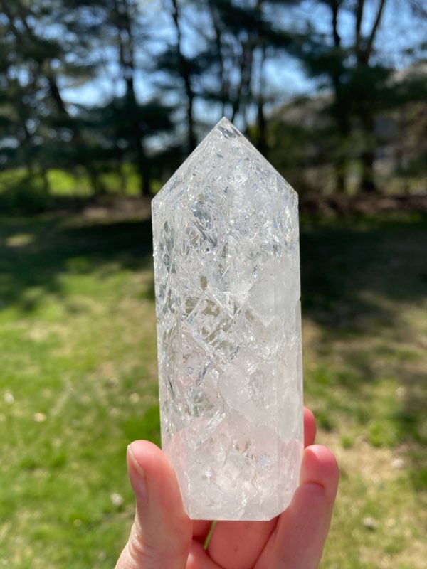 Large Crackle Quartz Tower
