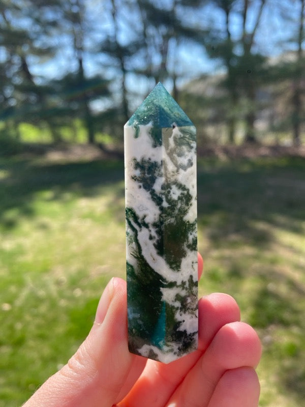 Small Moss Agate Tower