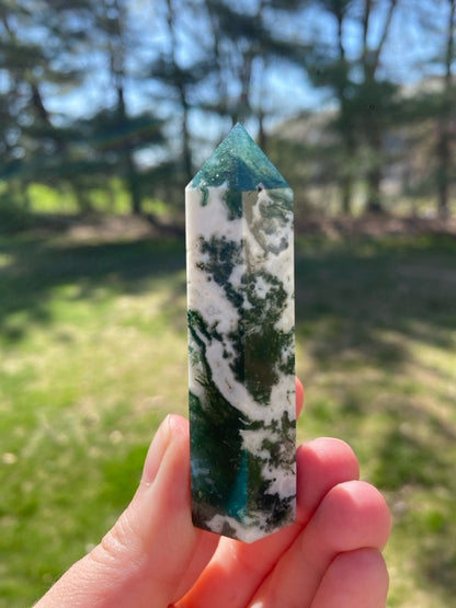 Small Moss Agate Tower